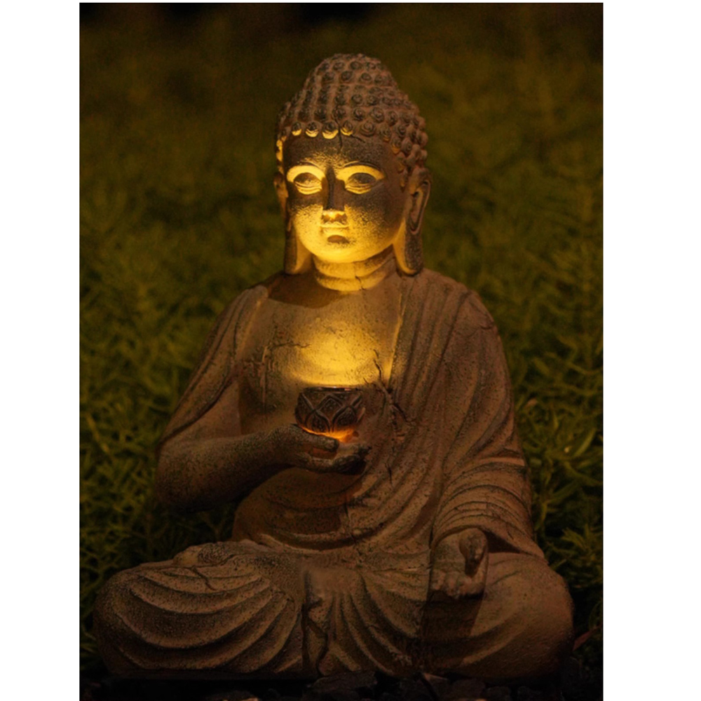 Resina solar estátua de buda e - Smart Garden Ornaments avaliação e preço