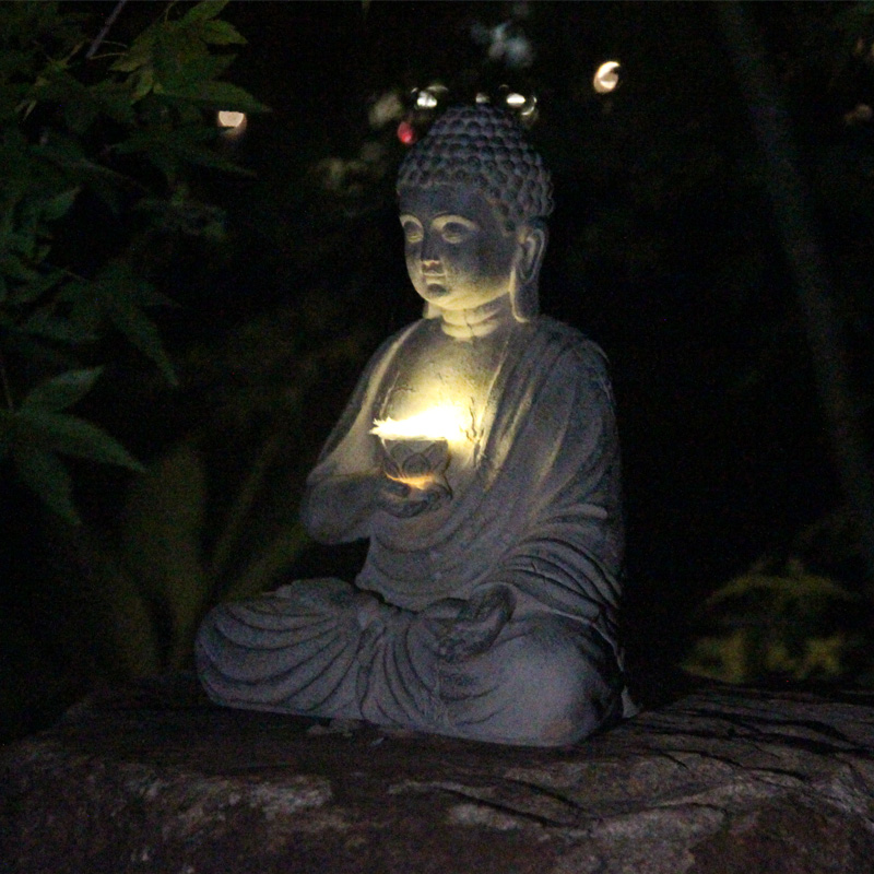 Resina solar estátua de buda e - Smart Garden Ornaments avaliação e preço